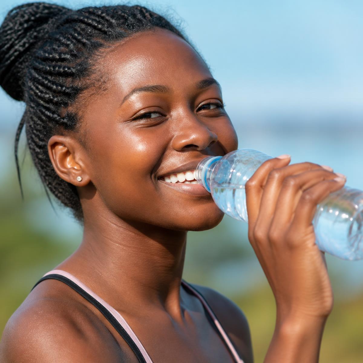 Customer enjoying a bottle of Milimani Fresh water